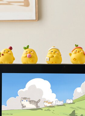可爱小鸡解压治愈女生小摆件办公室桌面工位电脑趴趴显示器装饰品