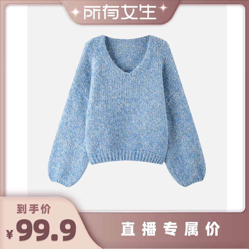 【所有女生直播间】牛筋糖休闲百搭V领毛绒软糯保暖毛衣HSD2531
