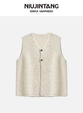 【NJT】2025年秋季时尚休闲韩系宽松百搭羊毛无袖马甲背心SDY1361