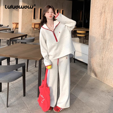 lulu owow卫衣运动套装女士秋季新款休闲减龄显瘦直筒长裤两件套