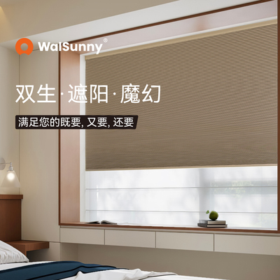 walsunny双层日夜罗马帘蜂巢窗帘