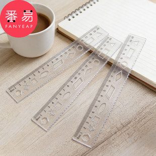 软尺B1pq808 可弯曲直尺格尺波浪线小学生绘画多种几何图形尺子