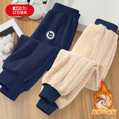 红豆童装男童秋冬款羊羔绒裤子