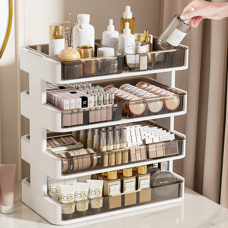 化妆品收纳盒抽屉口红化妆刷护肤品整理架面膜香水梳妆台多层