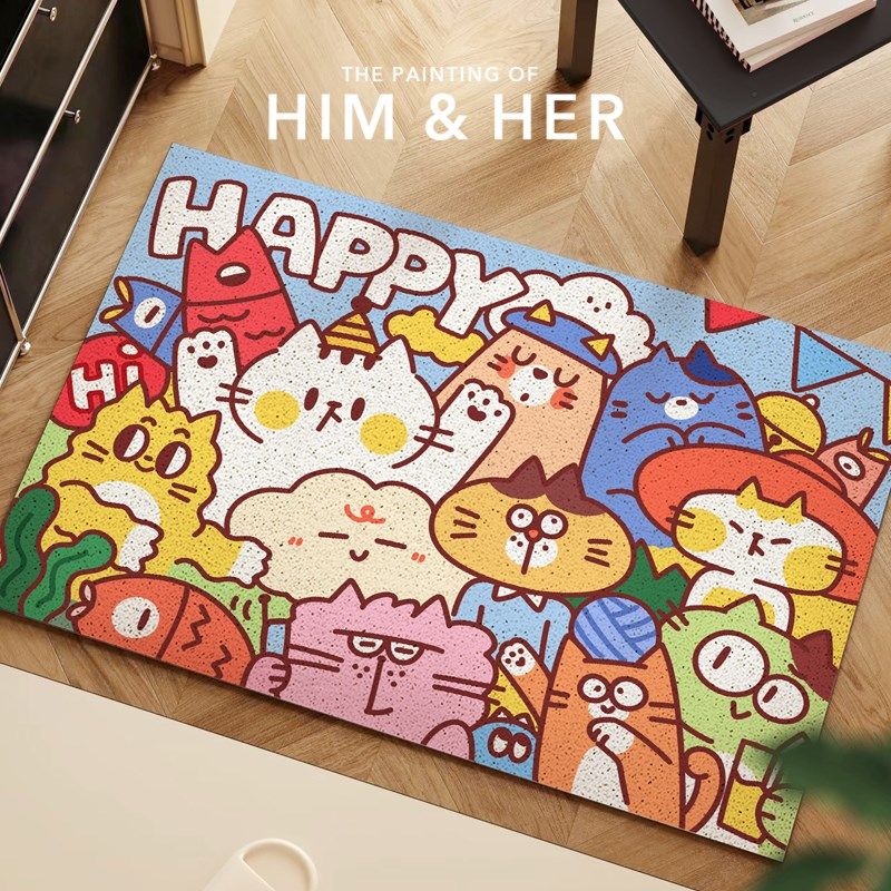 丝圈C地垫入户门垫子玄关门口地垫进门家用可剪裁猫咪地毯,居家布艺,入户地垫,淘宝优惠券,粉丝福利购,淘宝优惠卷