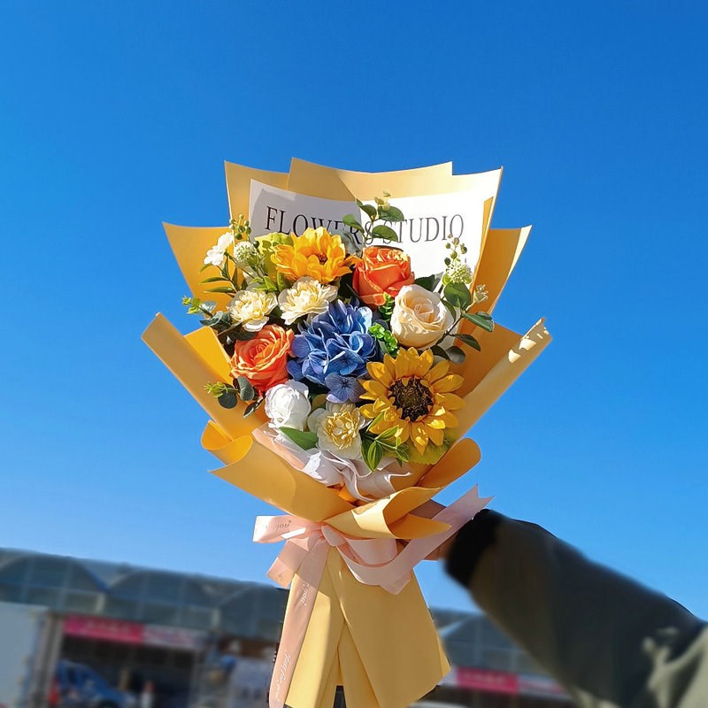 向日葵花束仿真花假花手捧幼儿园活动毕业拍照舞蹈绢花