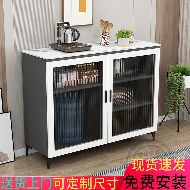 岩板餐边柜储物微波炉碗烤箱桶柜收纳厨房置物双门柜