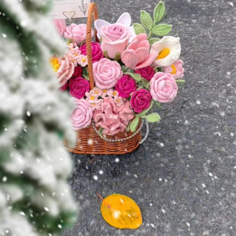 手工编织泰国玫瑰花束y材包自牡丹花成品花篮送女朋友老师