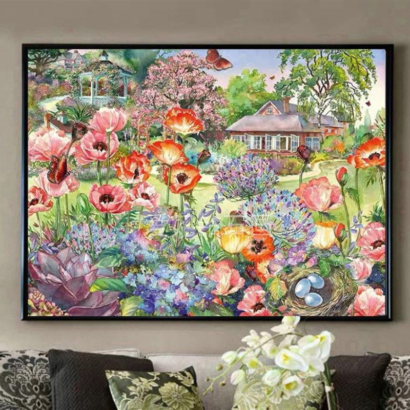 风餐厅方钻满钻钻石画鲜花家园手工粘贴钻十字绣钻