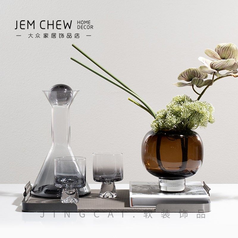 现代茶餐厅小圆瓶花瓶花艺套装茶几套装托盘玄关卧室边几软装,家居饰品,花瓶,淘宝优惠券,粉丝福利购,淘宝优惠卷