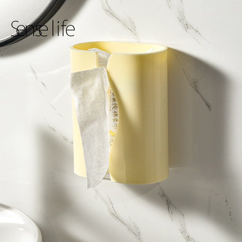 洗脸巾收纳盒免打孔纸巾盒壁挂式浴室化妆室棉柔巾收纳卫生纸盒