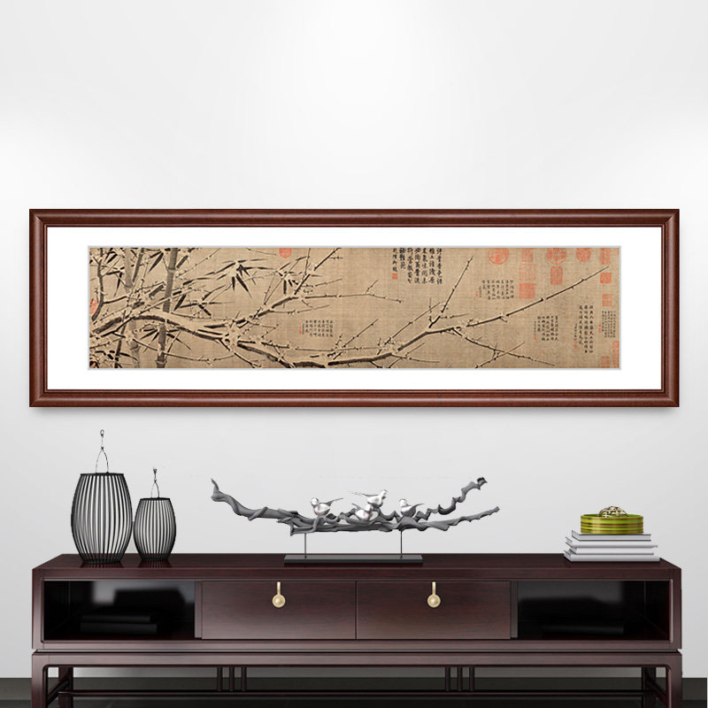 雪中梅竹图梅花画挂画墨画国画徐禹功新中式画中国风
