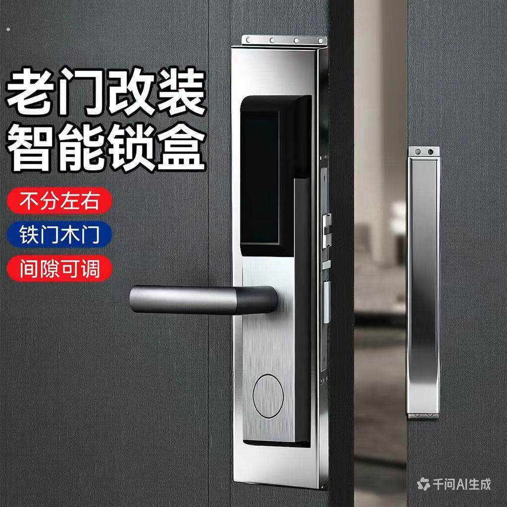 新一代老门改装不锈钢锁盒通用型门锁家用双向开孔电子指纹锁配件