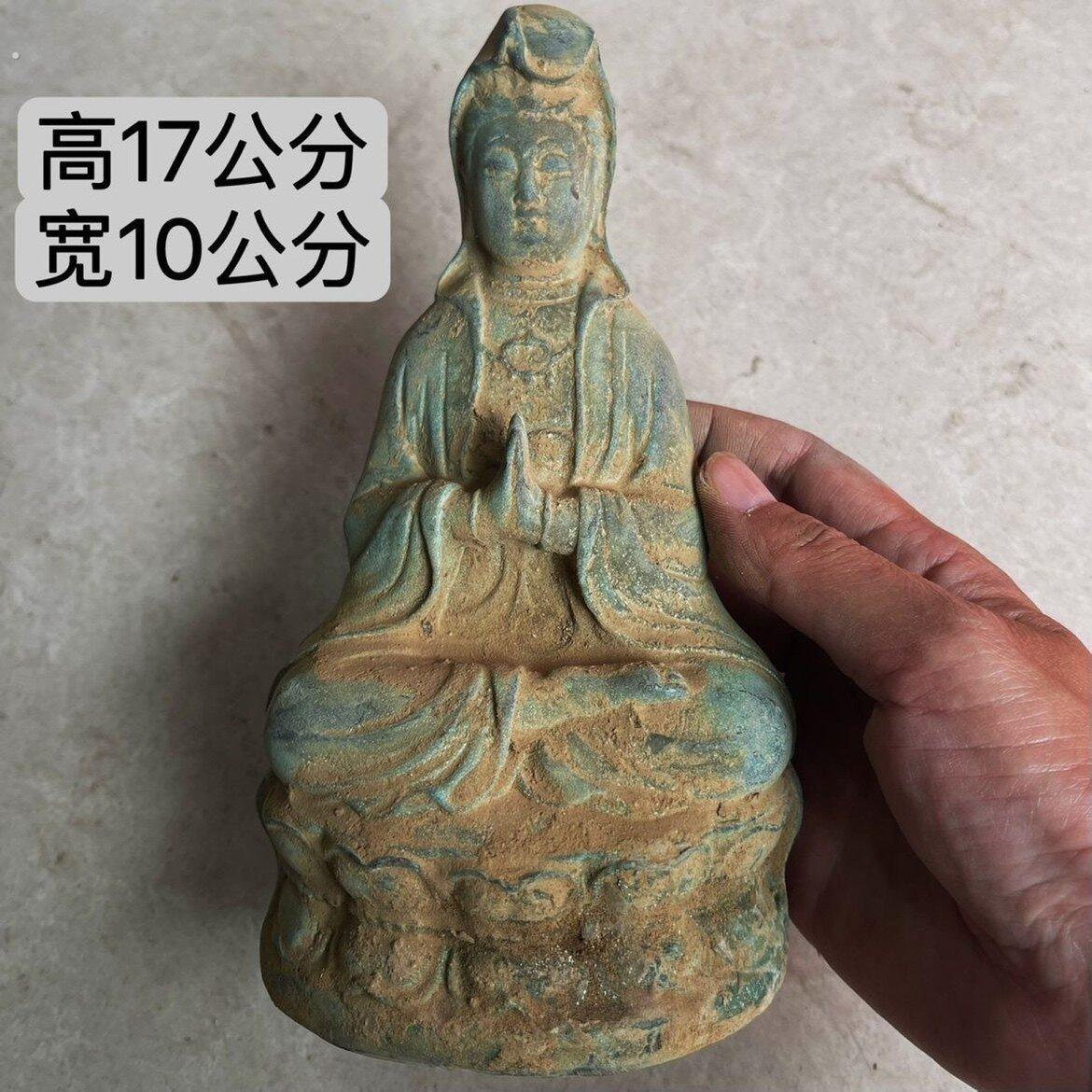 复古出土清代乾隆坐莲观音神像观音菩萨铜像大号仿古摆件古玩