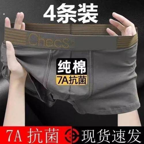 6条装男士内裤男石墨烯抗菌平角裤衩男生纯棉新款中腰四角短裤男