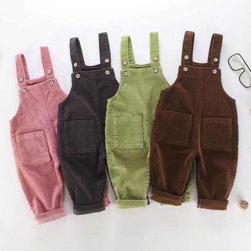 婴儿背带裤a类秋款可开档1---3岁灯芯绒套装连体裤