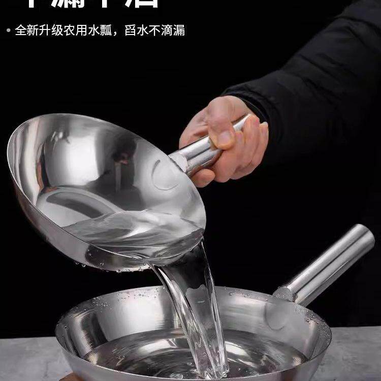 水漂舀水勺不锈钢瓢短柄家用厨房白钢加厚大号304水勺子工业水瓢