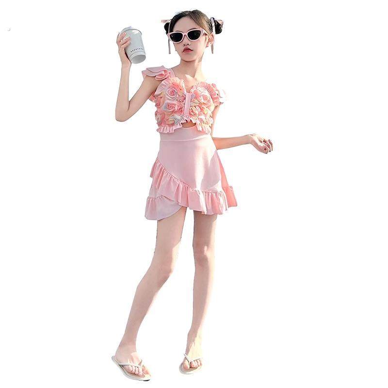 女童泳衣2025夏季新款中大儿童游泳衣高颜值女孩连体裙式泳装洋气