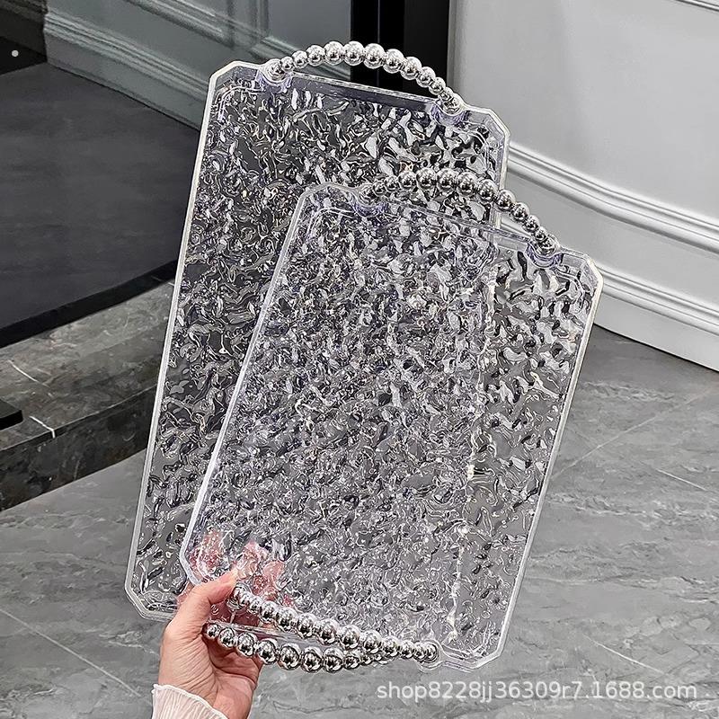 轻奢茶盘长方形家用茶几化妆室放茶杯子高级化妆品水果美容收纳盘