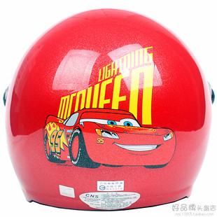 台湾E闪电麦坤红色电动儿童头盔男女小孩安全帽冬季