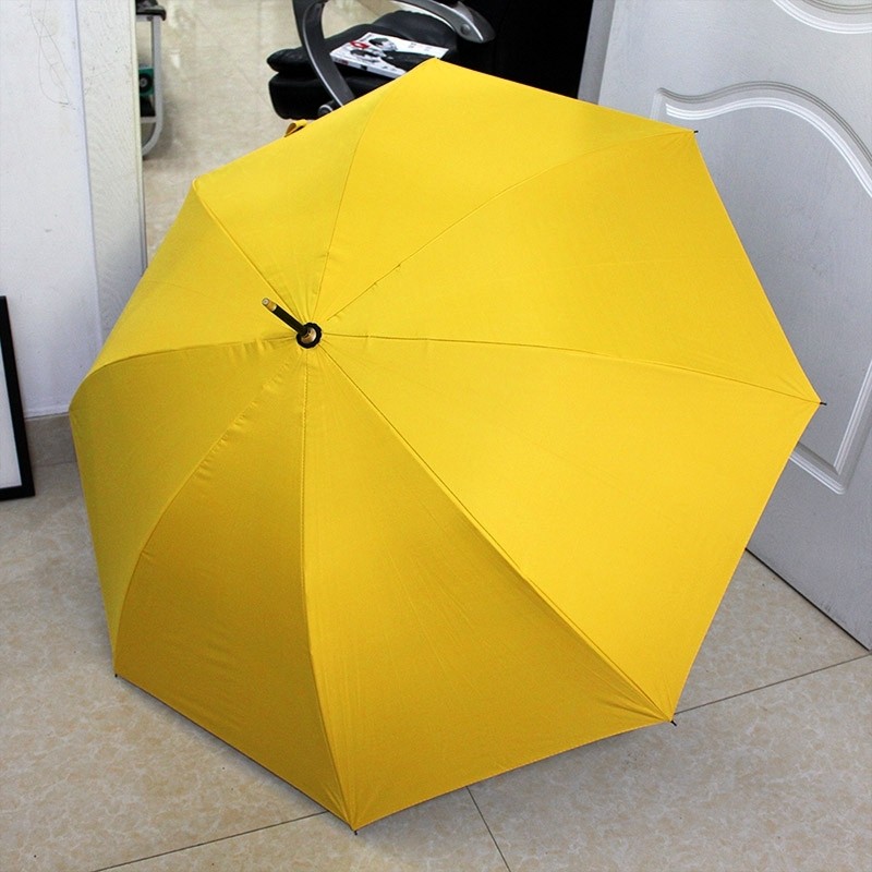 小黄伞长柄雨伞自动细柄晴雨两用黑胶晒色男女骨弯钩黄色