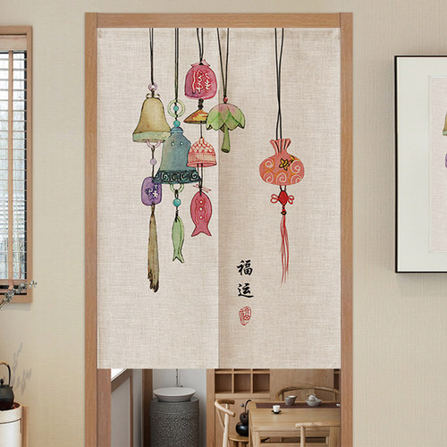 复古中式门帘帘卫生间厕所半截帘子厨房半帘短布帘免打孔