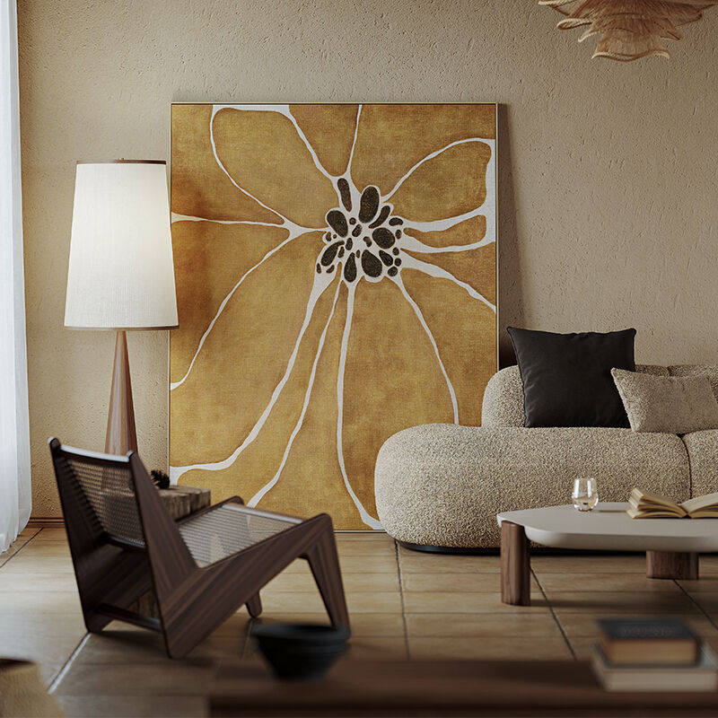 侘寂风装饰画现代简约沙发背景墙落地挂画入户玄关壁画抽象花
