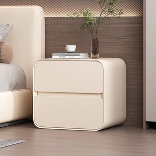 x实木简约现代网红卧室迷你床边储物柜 奶油风床头柜小型2024新款