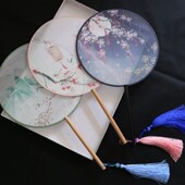 精美古典宫廷半榉木团扇仿古装 舞蹈扇走秀汉服圆扇摄影道具