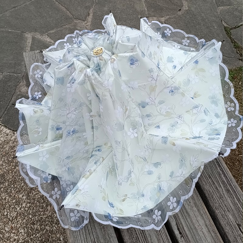 太阳伞蕾丝花边小清新雨伞女折叠黑胶晒遮阳伞晴雨两用