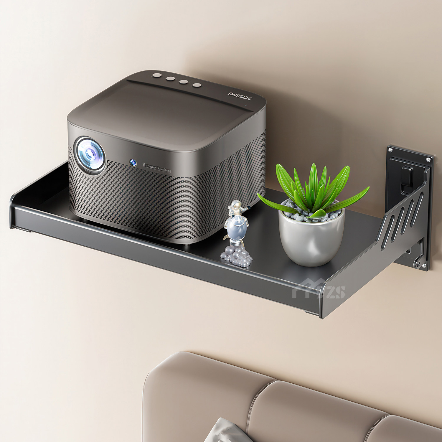 投影仪壁挂支架免打孔靠墙床头家用卧室沙发托盘放置台适用收纳架