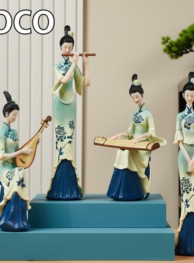 新中式只此青绿仕女摆件