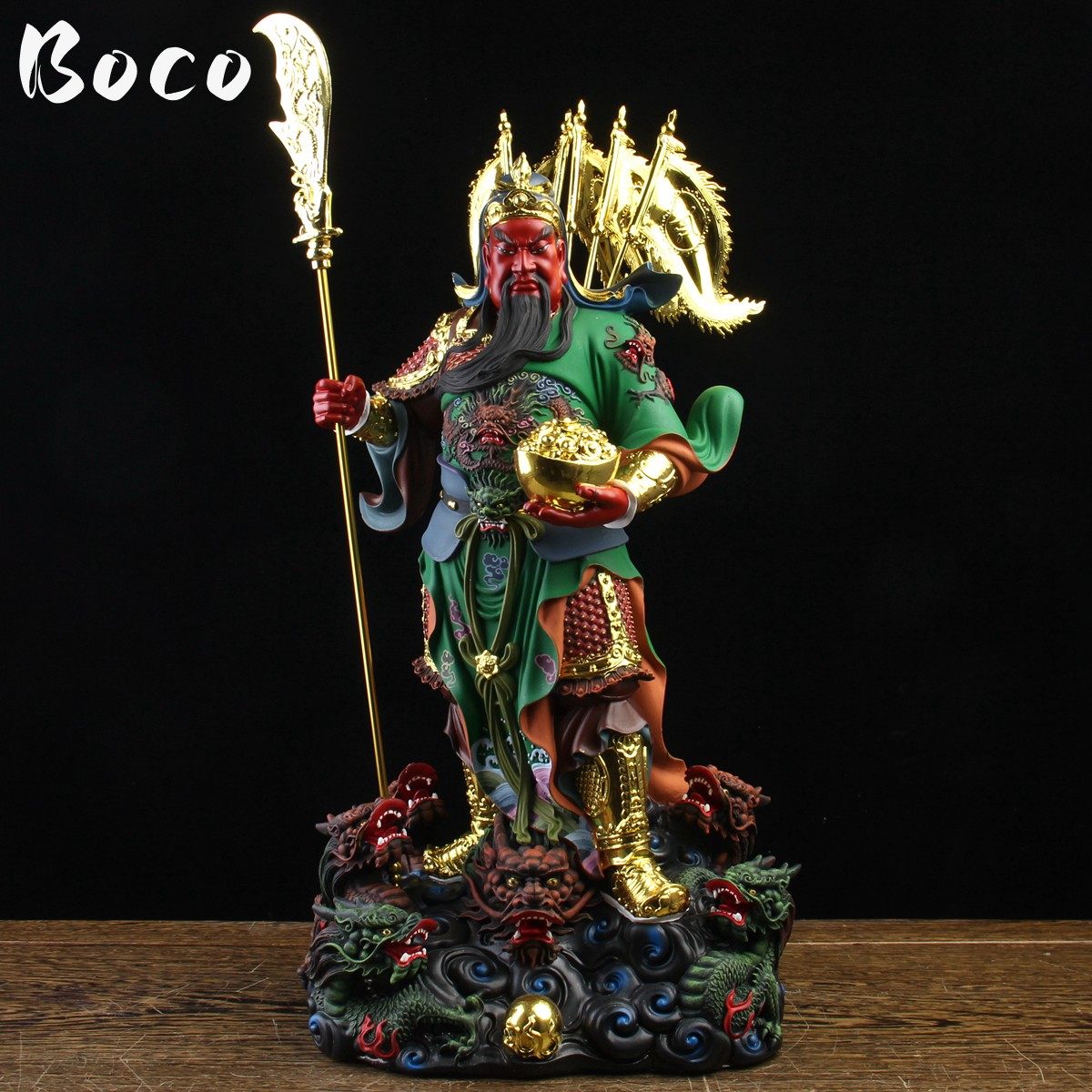 Boco武财神爷佛像九龙元宝关公神像家用招财关羽关帝二爷供奉摆件_虎窝淘