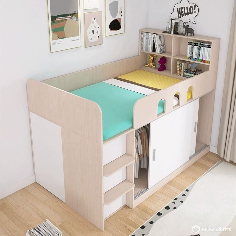 小户型半高收纳床小房间带储物中高床带柜上床下柜高箱床可定制