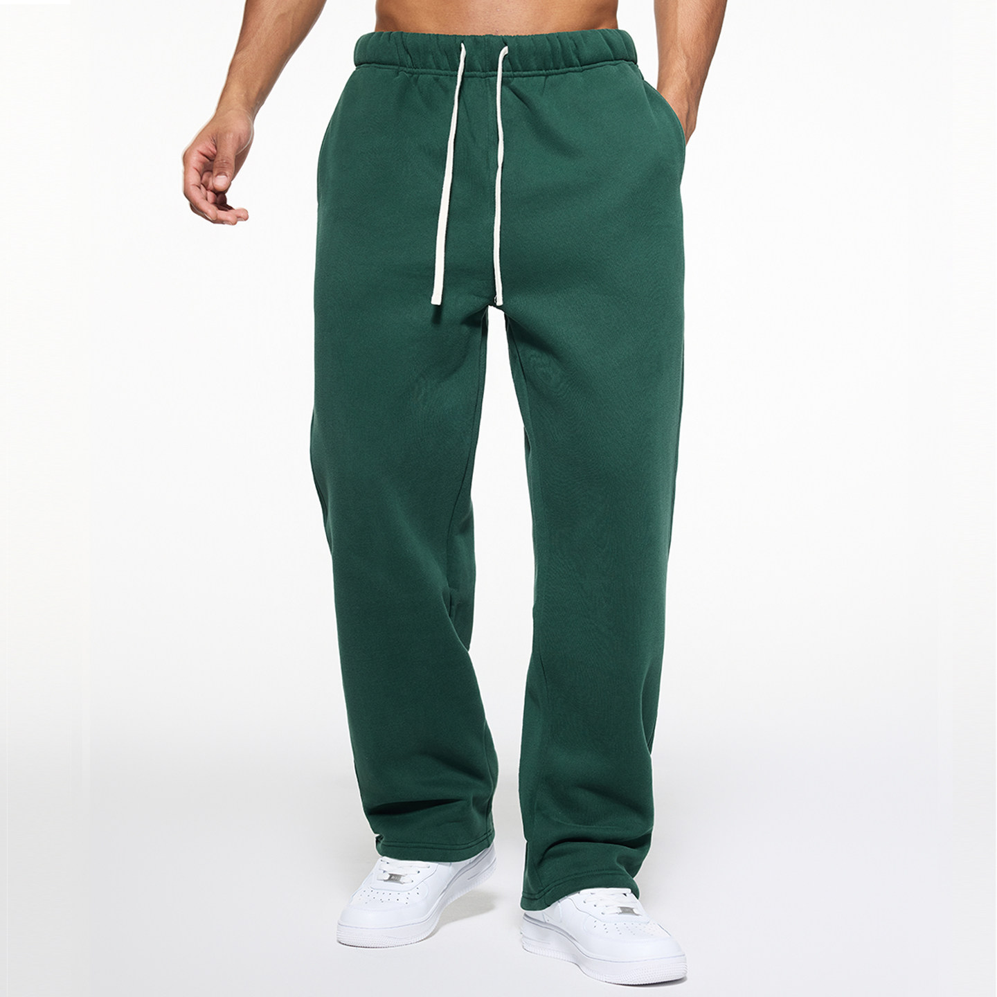 墨绿色美式痞帅高级感裤子国潮重磅加绒运动裤纯色直筒裤抓绒卫裤,男装,卫裤,淘宝优惠券,粉丝福利购,淘宝优惠卷