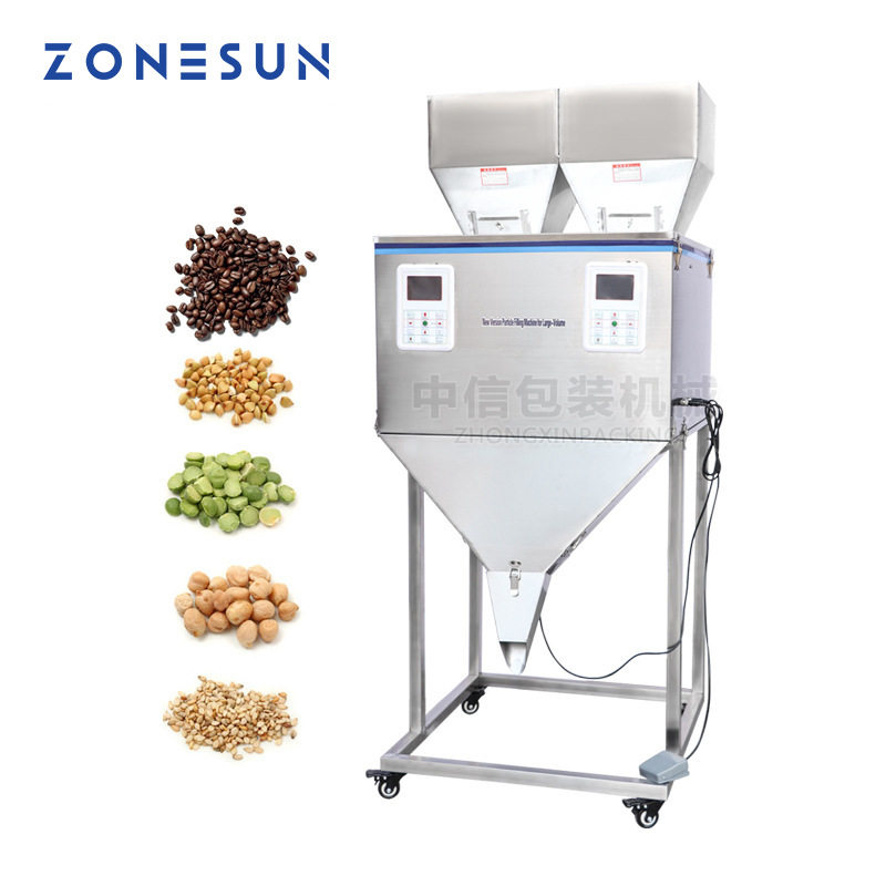 ZONESUN 100-10000g五谷颗粒灌装分装机 落地式双头大容量分装机