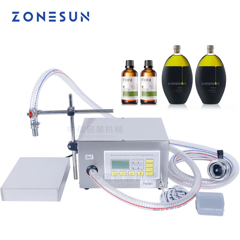 ZONESUN 半自动单头大流量液体分装机隔膜泵食用油牛奶称重灌装机