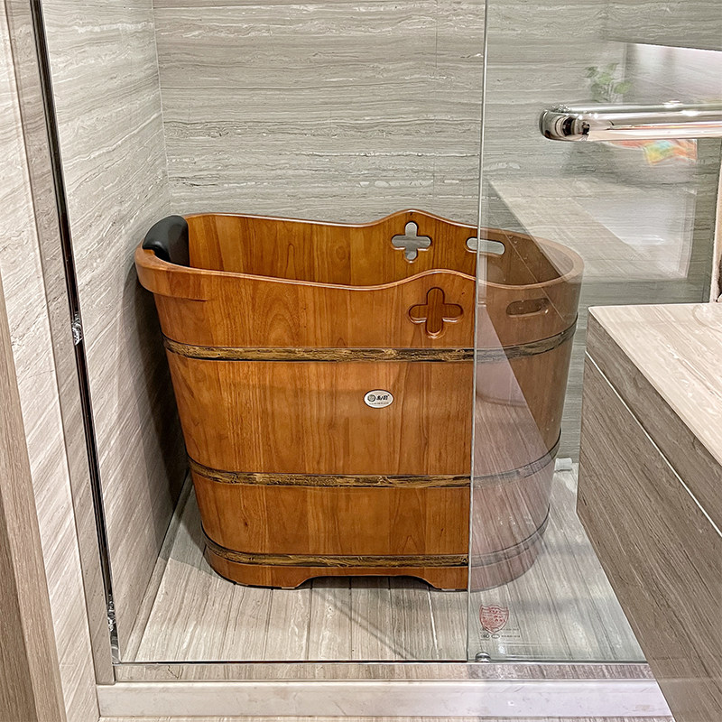尚田橡木加减泡澡木桶浴桶沐浴桶洗澡木盆家用1米实木浴缸成人桶
