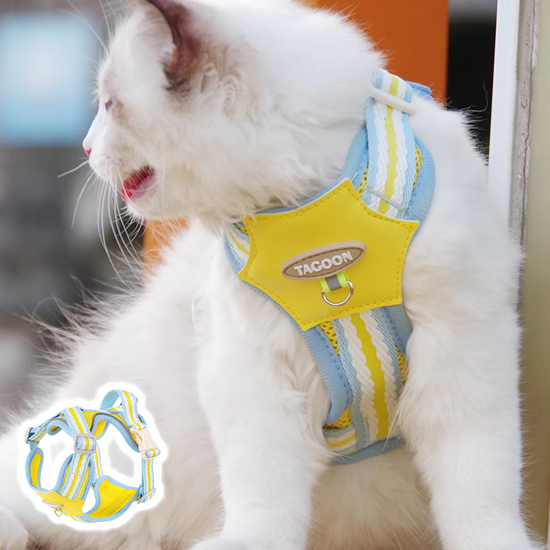 猫咪牵引绳防挣脱外出专用溜猫绳宠物背带链子可调节网红遛猫神器