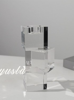 极简轻奢家居客厅餐桌面创意水晶烛台摆件样板房间售楼处软装饰品