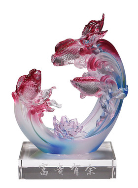 琉璃鱼摆件客厅玄关酒柜家居轻奢装饰工艺品高档开业乔迁新居礼品