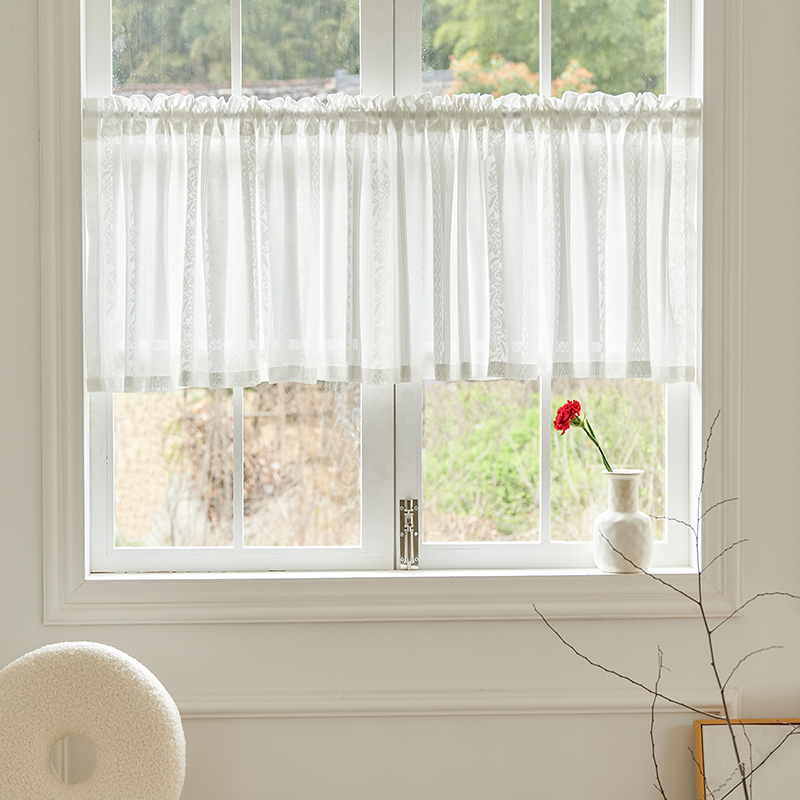 卫生间门帘半帘窗帘遮挡短窗日式玻璃自粘免打孔洗衣机伸缩杆短帘