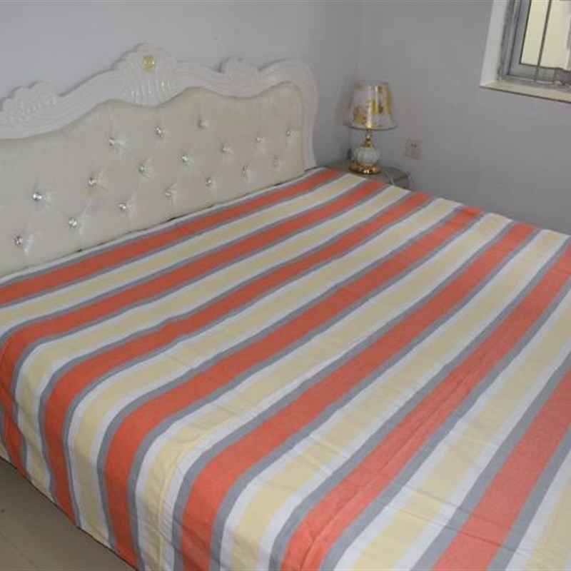 出口剩余尾单高端纯棉床单色织合股单件粗布床品帆布凉席透气吸汗