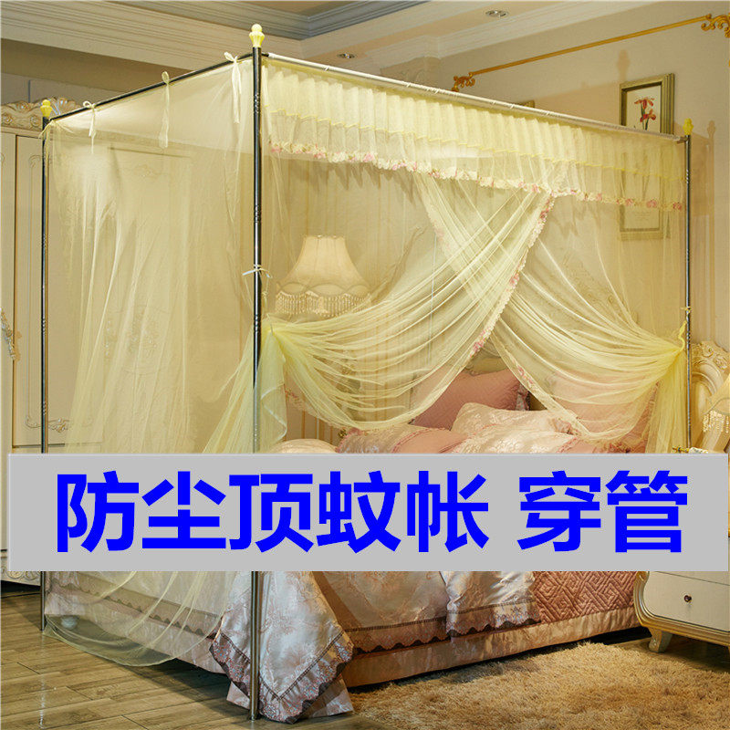宫廷蚊帐1.8m床落地简约1.5米老式方顶传统蚊帐加密加厚2.0x2.2纹