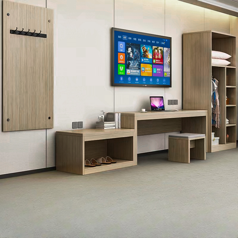 快捷酒店电视柜电脑桌行李架衣柜组合宾馆家具旅馆公寓客房写字台