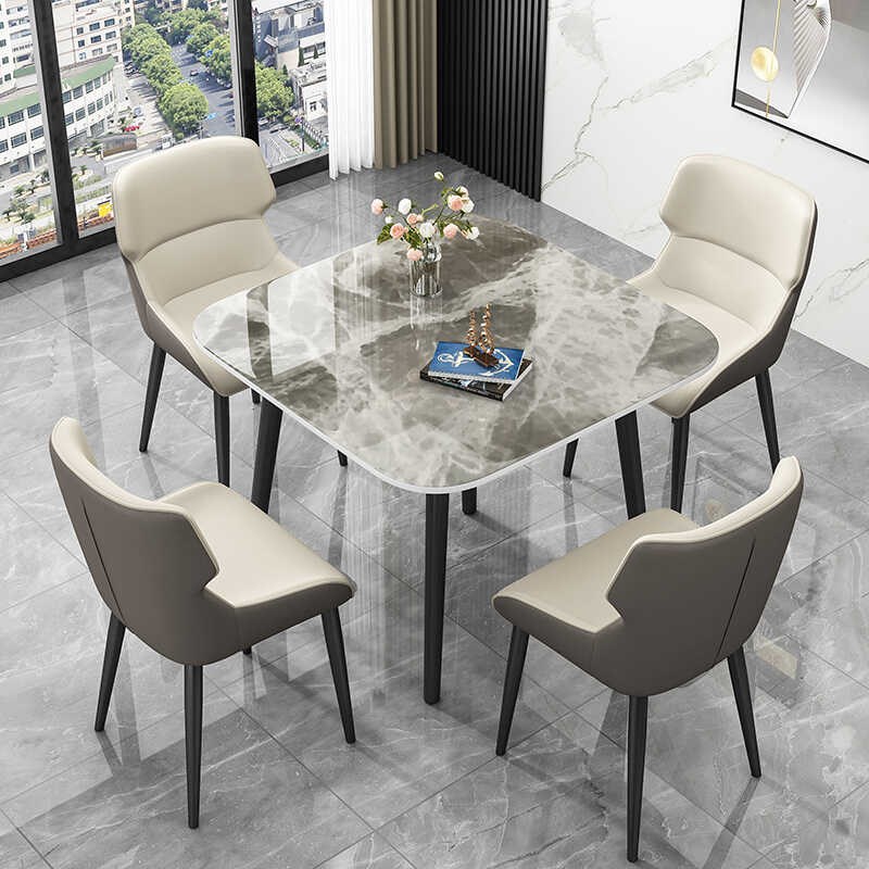 岩板方形家用小户型餐桌简约阳台售楼处谈判接待洽谈办公椅子组合
