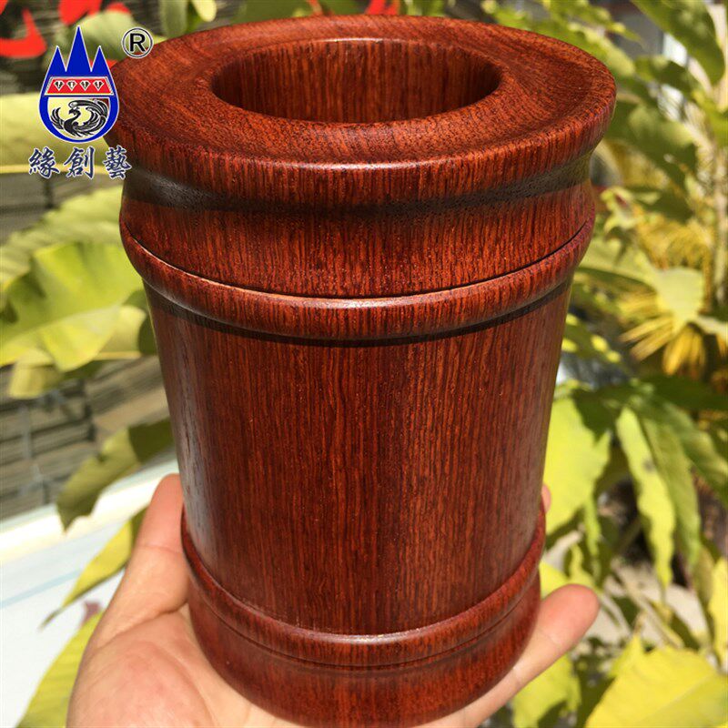 红木笔筒茶桌收纳笔具一物一图缅甸花梨大果紫檀实木质整木料笔插