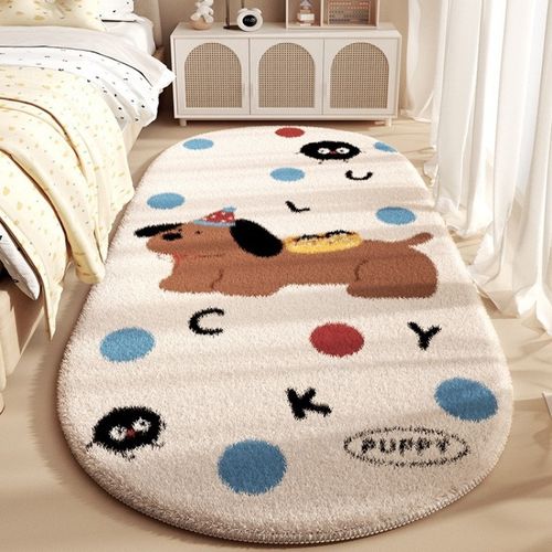 卡通小狗地垫地毯女孩卧室床边儿童房地毯可爱地垫卧室加厚毛绒垫