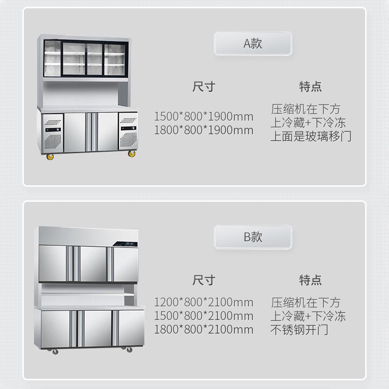 不锈藏钢四JOY冷柜餐冷冻冷双温门冰箱大饮容量立式商用冰柜