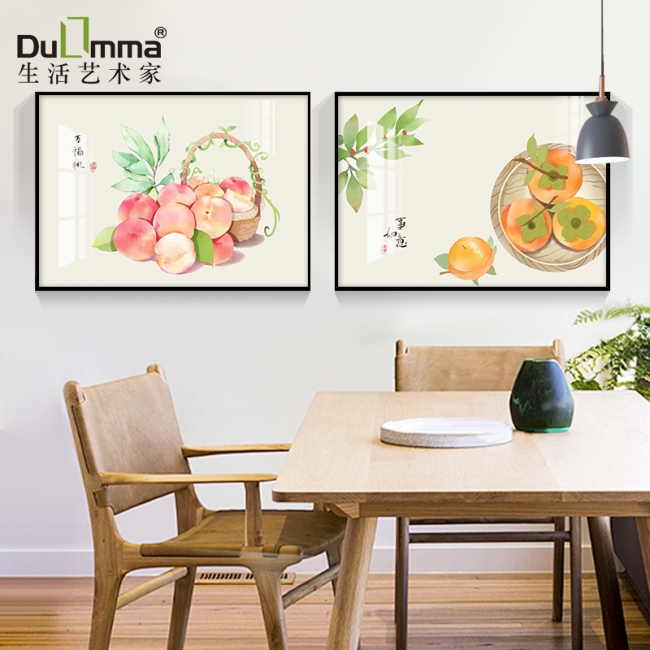 吉祥水果挂画餐厅装饰画饭厅现代简约蔬菜瓜果农家乐餐桌墙面壁画图片